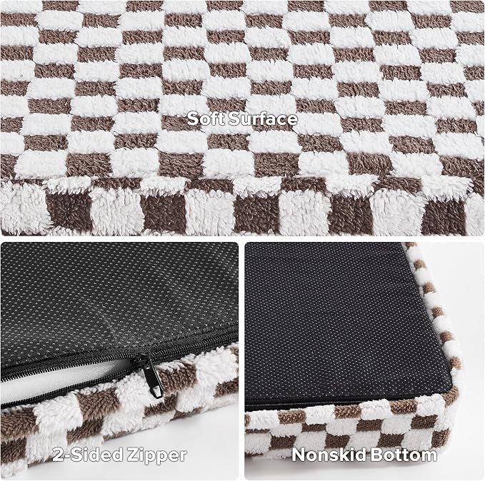 JOEJOY Orthopedic Dog Bed for Large Dogs, Memory Foam Pet Bed with Removable Washable Cover, Cozy Plush Crate Mat, 47×29", Cofffee