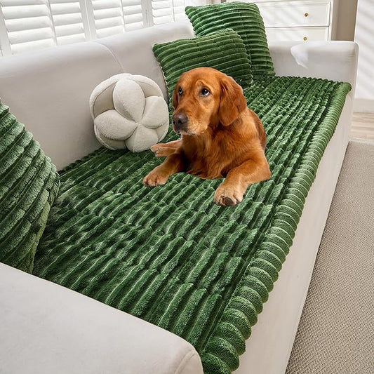 Mivnue Pet Couch Cover, Couch Covers for Dogs, Washable Dog Sofa Covers Couch Protector, Fuzzy Non Slip Couch Slipcover Pet Friendly (Green, 27.6" x 59.1")