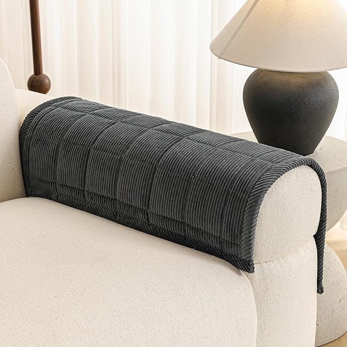 Velvet Couch Covers for Sectional Sofa Washable, Non-Slip L Shaped Sectional Couch Cover, Soft Pet Couch Covers for Sofas, Furniture Slipcovers for Single Sofa(1PC,35"x35",Dark Grey)