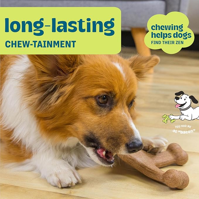 Dogwood Jack Dog Chew Toy – Real-Wood Blend, Bacon Scented, 4 Chewable Ends, Moderate Chewers, Large, 7.5" x 2"