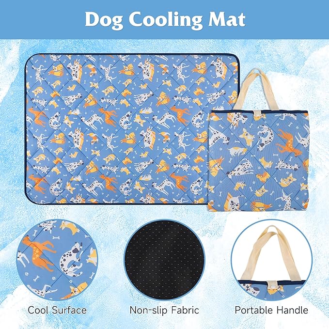 28"x22" Foldable Dog Cooling Mat, Washable Cooling Mat for Dogs, Soft Blanket for Dogs, Cats and Puppies, Small