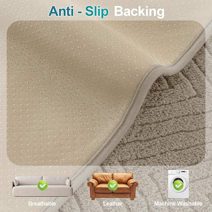 Turquoize Waterproof Couch Cover for Dogs Fuzzy Pet Couch Covers for Sofa Thick Dog Bed Cover Non-Slip Sofa Covers for 2 Cushion Couch Protector Slipcover Pet Friendly (Khaki, 36" x 48")