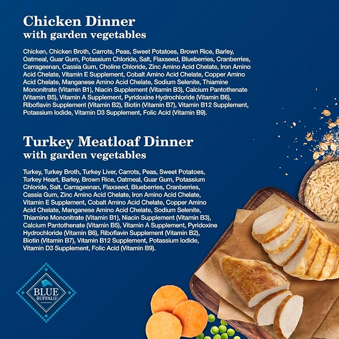 Blue Buffalo Homestyle Recipe Chicken and Turkey Wet Dog Food for Adult Dogs, 12.5 oz. Cans, 6 Count Variety Pack