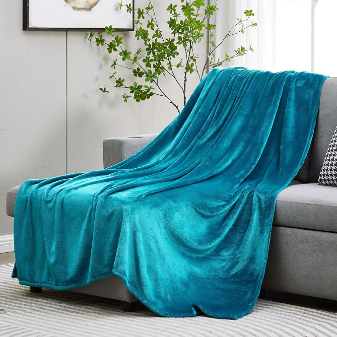 DREAMNINE Soft Cozy Plush Fleece Throw Blanket 50" x 60", Solid Shag Minky Lightweight Lap Fuzzy Flannel Blanket for Bedroom, Luxury Washable Warm Velvet Blankets for Couch Sofa Pet, Breathable, Teal