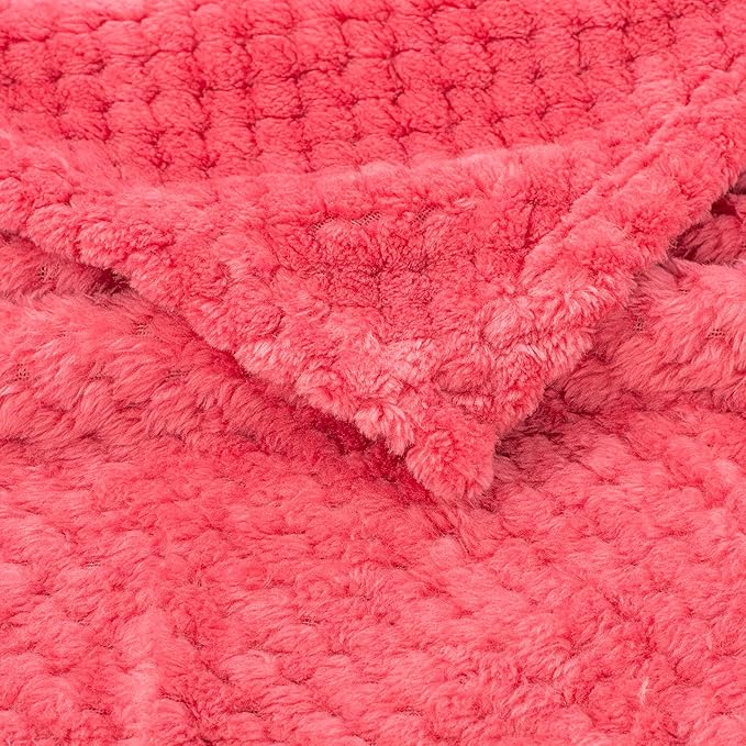 Warm Soft Fuzzy Dog or Cat Blanket, Plush Fleece Throws for Bed, Couch, Sofa, Travel (M/32" x 40", Cranberry)