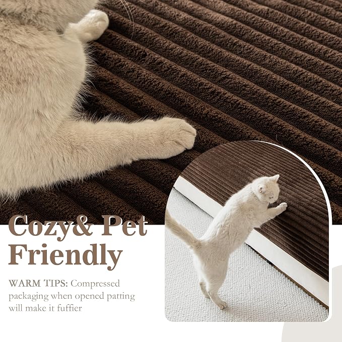 MYSKY HOME 100% Waterproof Couch Cover, Couch Covers for Sectional Sofa, Sofa Covers Washable Love Seat Couch Cover, Pet Couch Covers for 2 Cushion Sofa, Non Slip Dog Bed Cover, Chocolate, 35"x63"