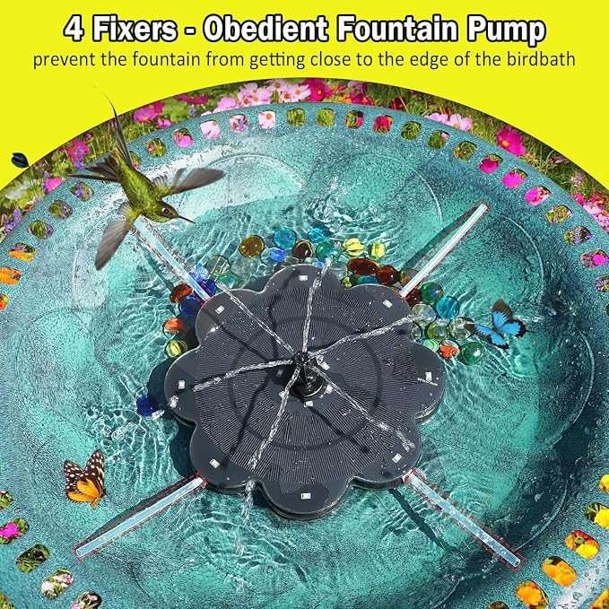 SZMP Flower Shape 3.5W Solar Powered Water Fountain with 2000mAh Battery & Colorful RGB Light Show, Anti-Drift Fixer & 7 Nozzles, Solar Fountain for Bird Bath, Garden Decor