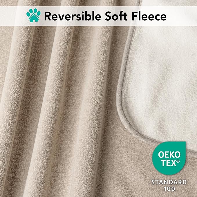 PetAmi Waterproof Dog Blanket for Small Medium Dogs Cats, Pee Proof Reversible Cat Blanket for Kitten Puppy, Soft Fleece Washable Pet Throw for Couch Car Crate Liner, 29x40 Taupe Beige