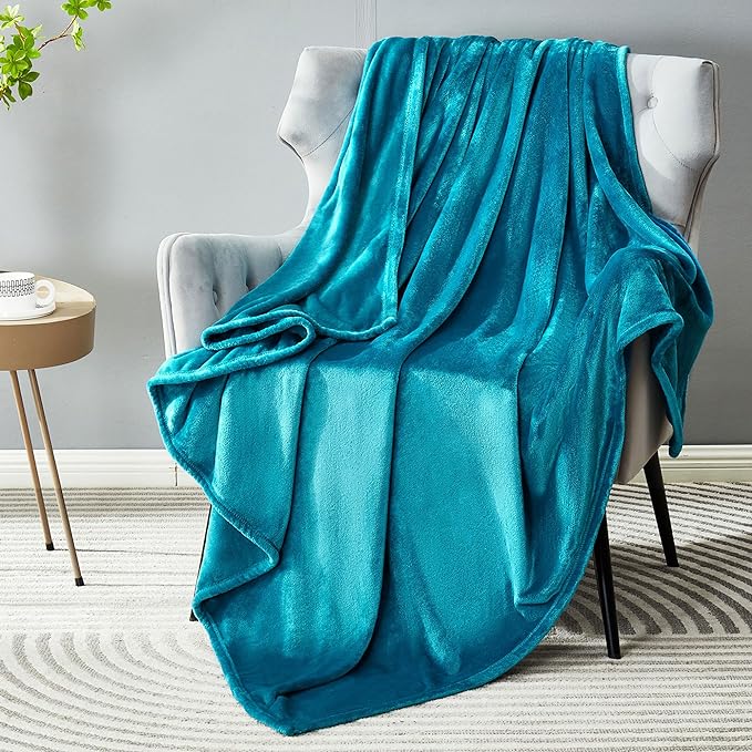 DREAMNINE Pack of 21 Soft Fuzzy Fleece Throw Blanket for Couch Sofa 50" x 60", Decorative Solid Lightweight Velvet Blankets for Chair, Cozy Accent Shaggy Plush Flannel Blanket for Bedroom, Teal