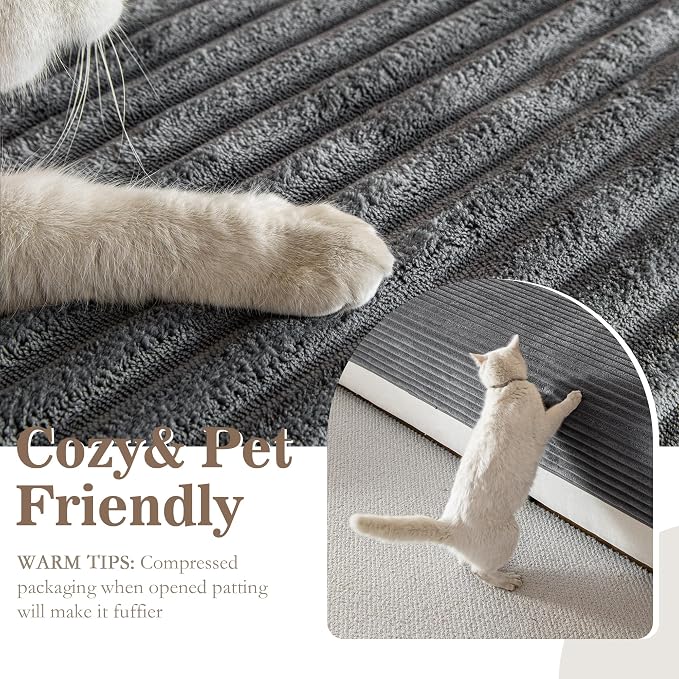MYSKY HOME 100% Waterproof Couch Cover for Sofa, Couch Covers for Dogs, Non Slip Back Pet Sectional Sofa Covers for 3 Cushion Couch, Sofa Covers Washable, Dog Bed Cover, Dark Grey, 35"x70.9"