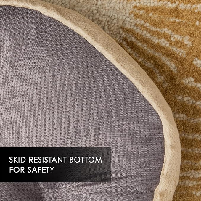 Nicole Miller NEW YORK PET Kendall Fluted Geo Cozy Slipper Cave Pet Bed, Cozy & Calming, Non-Slip Bottom, Machine Washable, Taupe, Small 22"x17"x11"