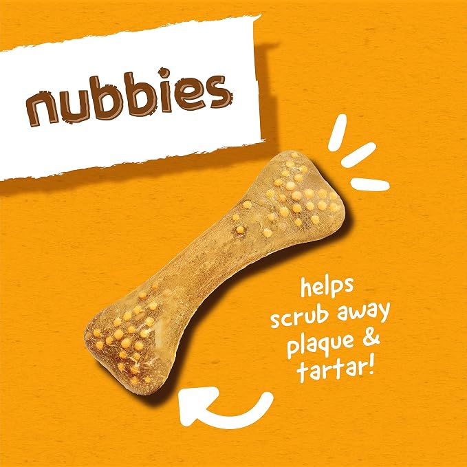 Arm & Hammer for Pets Nubbies Dental Treats Baking Soda Calcium Dog Dental Chews Nubbed Texture Scrubs Plaque Tartar Chicken Flavor 20 Count 7 OZ 4 Pack