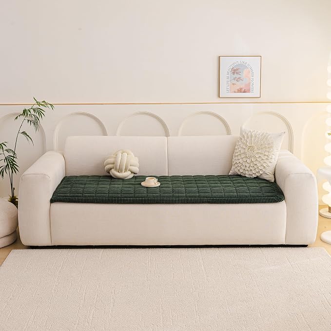 MEETSKY Couch Cover for 3 Cushion Couch Sofa, Sofa Covers for Dogs Washable, Non-Slip Sofa Protector Pet Friendly Dog Mats for Couches Soft Furniture Covers, 27.6" x 82.7", Moss Green