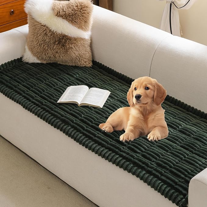 MYSKY HOME Couch Covers for 3-4 Cushion Sofa Pet Friendly, Couch Cover for Dogs, Sofa Covers for Pets Washable, Soft Non-Slip Sofa Slipcovers Furniture Protector Covers, Moss Green, 27.6" x 82.7"