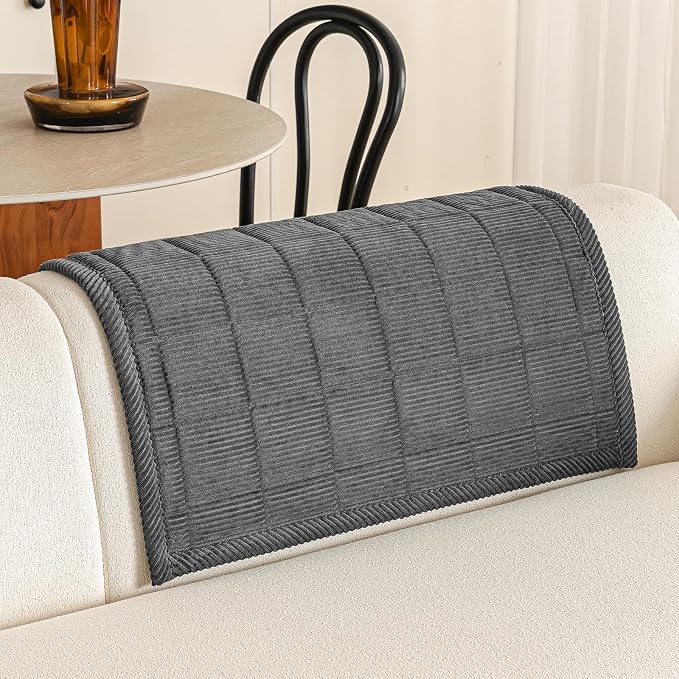 Velvet Couch Covers for Sectional Sofa Washable, Non-Slip L Shaped Sectional Couch Cover, Soft Pet Couch Covers for Sofas, Furniture Slipcovers for Single Sofa(1PC,35"x35",Dark Grey)