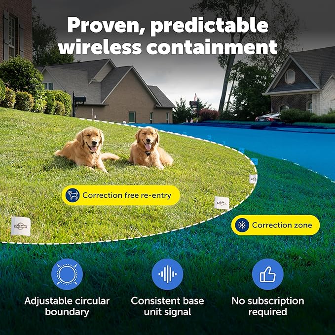 PetSafe Stay & Play Wireless Fence with Replaceable Battery Collar No Wire to Bury Covers 3/4-Acre Yard for Dogs 5 lbs and Up Portable Design from the Parent Company of Invisible Fence Brand