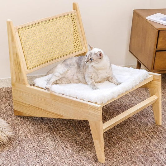 FUNNY FUZZY Dining Chair Cover, Pet Couch Covers, Fluffy Plush Pet Mat Chair Cover, Cream White
