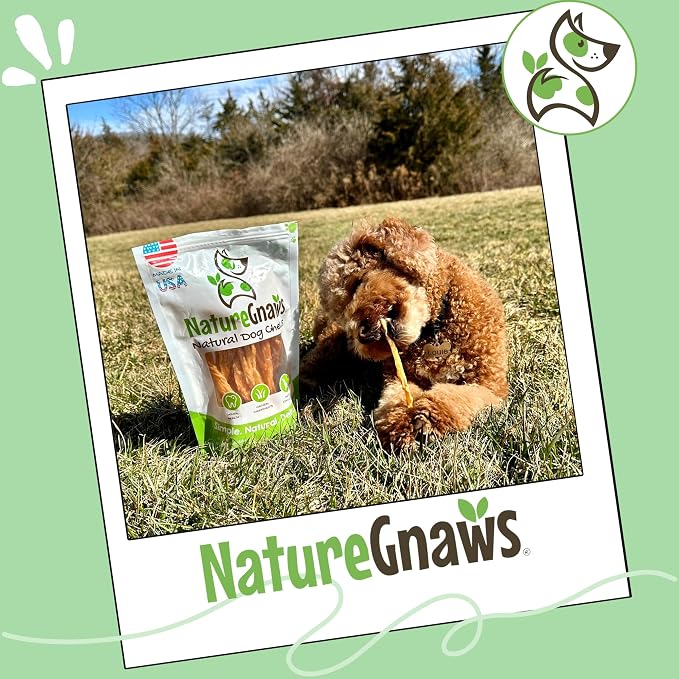 Nature Gnaws USA Turkey Tendons for Dogs (8oz) - Delicious Grain Free Reward Snack for Small, Medium & Large Breeds - Premium Natural Dog Chew Treats