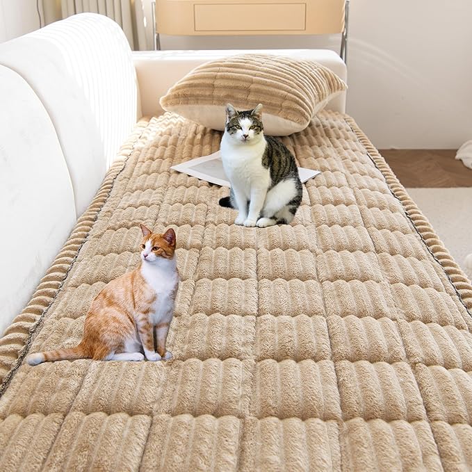 Mivnue Pet Couch Cover, Couch Covers for Dogs, Washable Dog Sofa Covers Couch Protector, Fuzzy Non Slip Couch Slipcover Pet Friendly (Brown, 27.6" x 70.9")