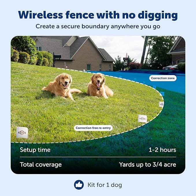 PetSafe Stay & Play Compact Wireless Pet Fence, No Wire Circular Boundary, Secure up to 3/4 Acre, No-Dig and Portable, for Dogs 5lbs and up, from Parent Company Invisible Fence Brand