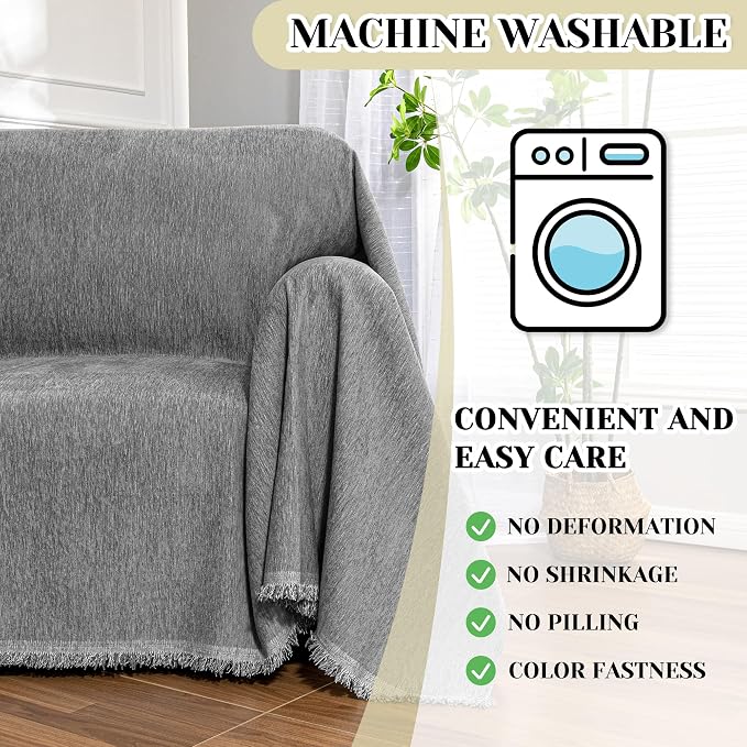 MEETSKY Oversized Chair Cover Washable Recliner Chair Covers, Armchair Couch Cover Sofa Throw Cover for Single Couch, Soft Small Sofa Slipcovers for Pet, 71"x 91", Dark Grey