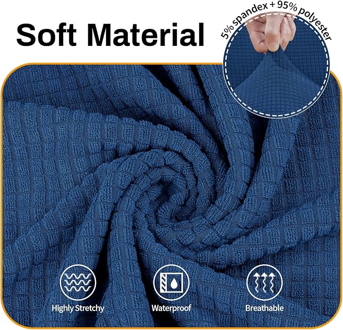 Asnomy Couch Covers for 3 Cushion Couch Stretch Sofa Covers Slipcovers, Pet Protector Furniture Covers for Dogs Cats Spandex Jacquard Fabric Small Checks （X-Large，Classic Blue）