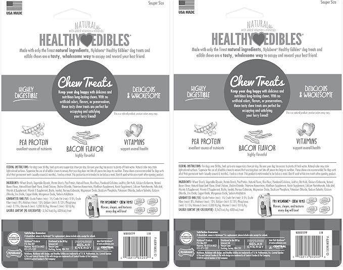 Nylabone Healthy Edibles Natural Dog Chews, Long Lasting Bones for Dogs, Roast Beef & Chicken Flavor Dog Treats, X-Large (4 Count)
