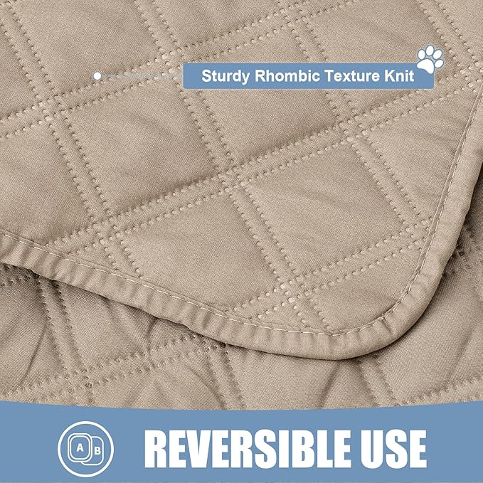 Smiry Waterproof Dog Bed Cover Pet Blanket, Soft Washable Dog Blanket for Furniture Bed Couch Sofa Reversible, Checkered (68"x82", Taupe/Taupe)