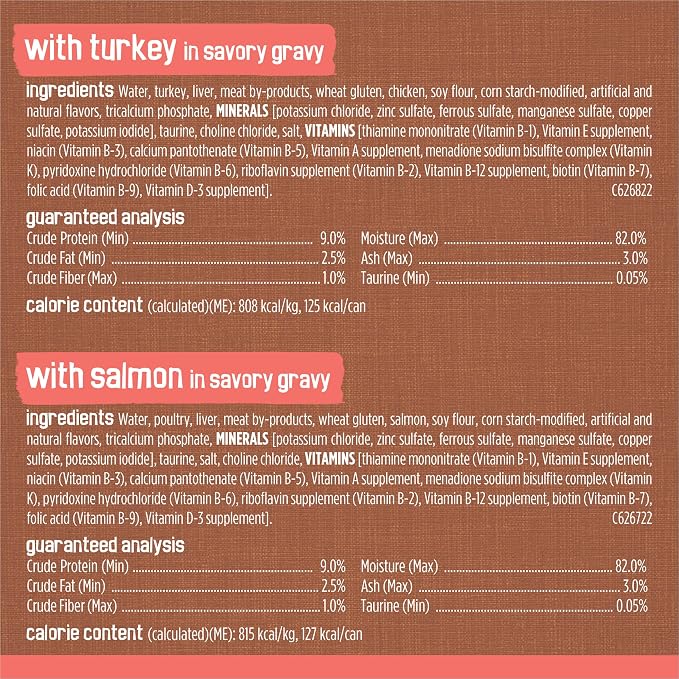 Friskies Purina Extra Gravy Wet Cat Food Chunky Variety Pack (with Chicken,Turkey,Salmon,Beef) - 5.5 oz. Cans,(Pack of 48)
