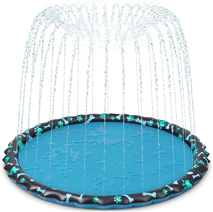 SplashEZ Non Slip Splash Pad for Kids & Dogs, 89’’ Extra Large Splash Pad Sprinkler for Kids, Dog Water Summer Toys - Great Outdoor Toys for Toddlers 1-3 & Children Ages 4-8, Baby Pool for Backyard