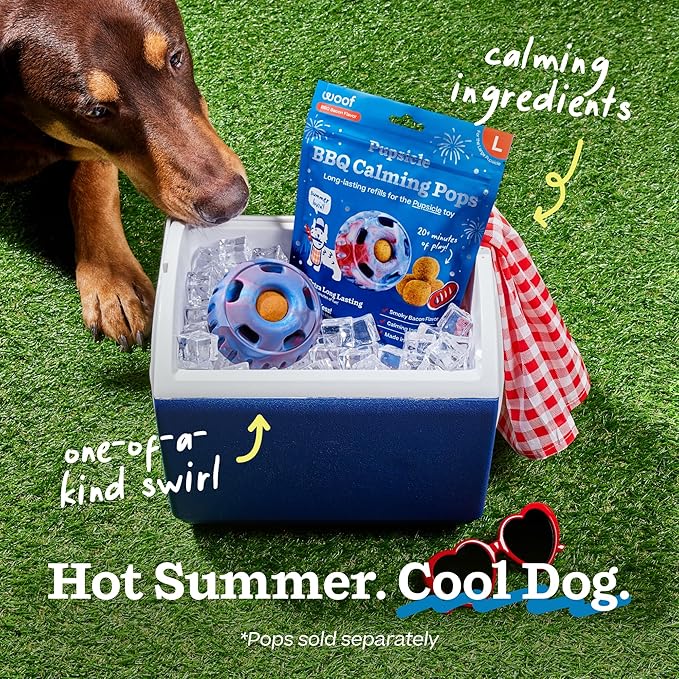 WOOF Pupsicle - Long-Lasting Interactive Dog Ball Toy to Keep Your Pup Busy and Distracted - Safe for Dogs - Low-Mess Design - Dog Toys for Medium and Large Dogs 25-75 lbs - July 4th Edition