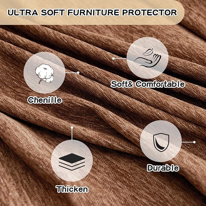 MYSKY HOME Sectional Slipcover Furniture Protector, Couch Cover for Sectional Sofa — 2 Pieces Sofa Cover for L Shape Sofa for Pet, Kid, Blanket for 2-3 Cushion Couch (71"x102"+71"x118", Camel)