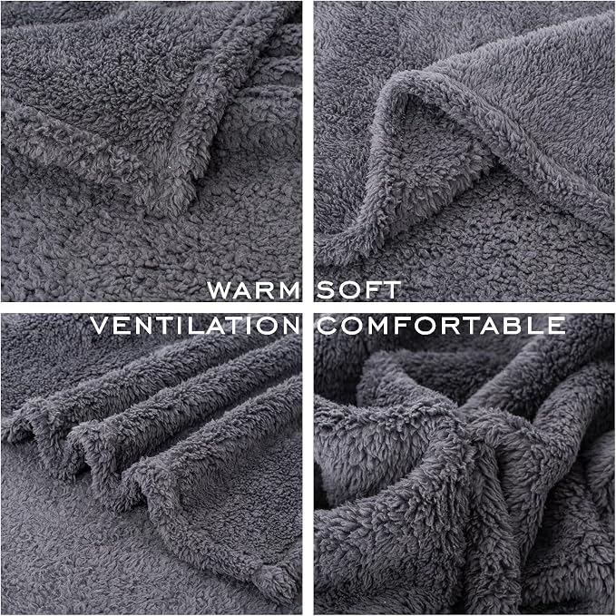 2 Blankets, Dog Cat Pet Blanket, Soft Warm Fleece, for Puppy, Small Dogs or Kitten, Cats, Plush Fuzzy Blanket for Bed, Sofa, Travel (60" x 40", 2/Pack, Dark Gray+Navy Blue)