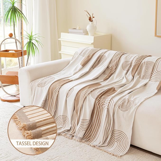 VANJOROY Boho Couch Chair Cover, Armchair for 1 Cushion Couch, Washable Chenille Sofa Cover Protector Soft Sofa Slipcovers for Pets Dog with Tassel,71"x 91"