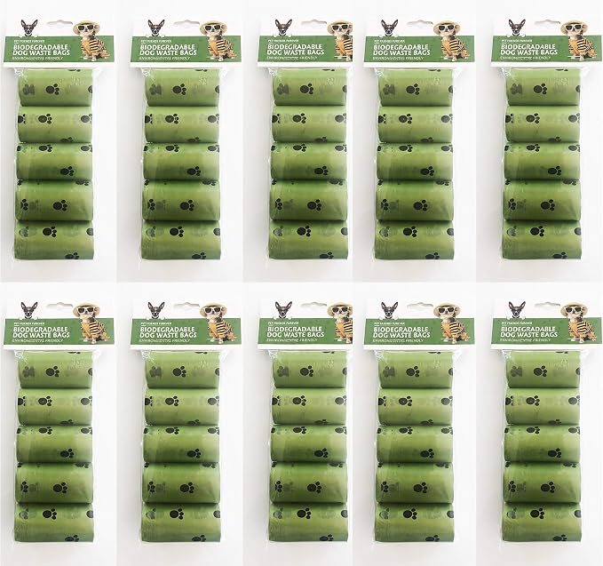 Biodegradable Dog Poop Bags, Extra Thick, Strong Poop Bags, 20 Bags Per Roll. Measures 8.5 x 12.5 Inches (Qty: 50 Rolls = 1000 Bags)