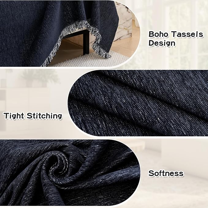 MYSKY HOME Couch Cover for Sectional Sofa, 2 Pieces Couch Covers for L Shape Sofa Cover, Furniture Protector for Pets, Kids, Sofa Slipcover for 2-3 Cushion Couch (71"x118"+71"x118", Navy Blue)