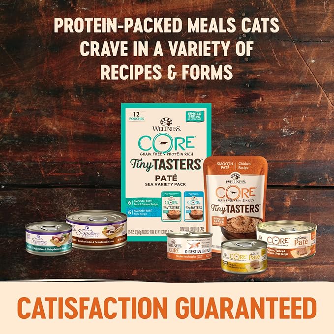 Wellness CORE Signature Selects Shredded Adult Canned Wet Cat Food, Natural, Protein Rich, Grain Free, Chicken and Turkey Entrée Recipe, 2.8 oz, Pack of 12 Cans