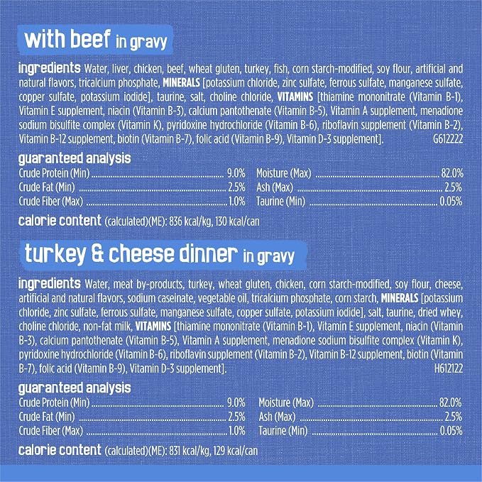 Friskies Purina Wet Cat Food Variety Pack, Shreds with Beef, Turkey & Cheese Dinner, Chicken & Salmon Dinner, and with Ocean Whitefish and Tuna - 5.5 oz. Cans (Pack of 80)