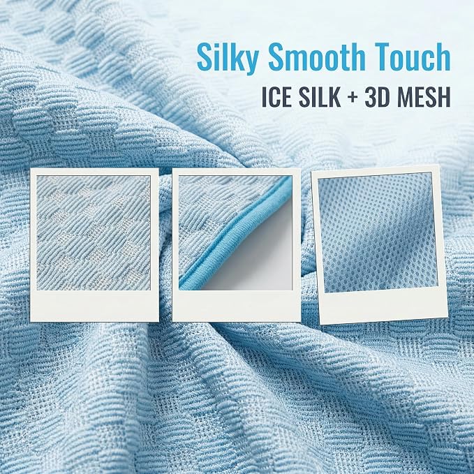 Cooling Mat for Dogs, Dog Cooling Pad 39"x27" Dog Cooling Mat - Gel Free Ice Silk Self-Cooling Pad, Non-Slip Summer Dog Cooling Pad, Washable Cat Cooling Mat, Blue
