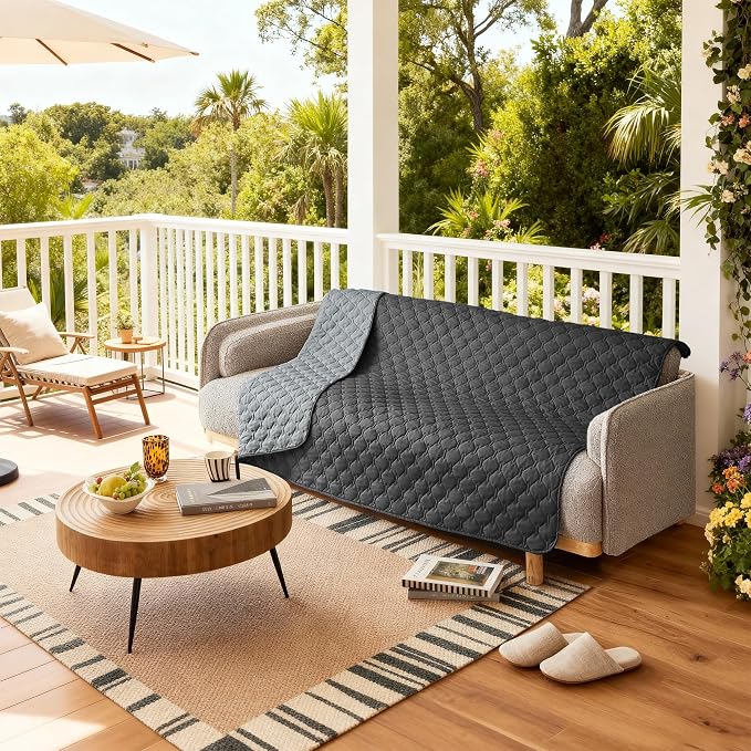 gogobunny 100% Double Sided Waterproof Dog Blanket Soft Pet Bed Cover Reversible Protect Furniture Couch Sofa Car for Puppy Large Dog Cat (Dark Charcoal/Light Charcoal, 52x82 Inch (Pack of 1))