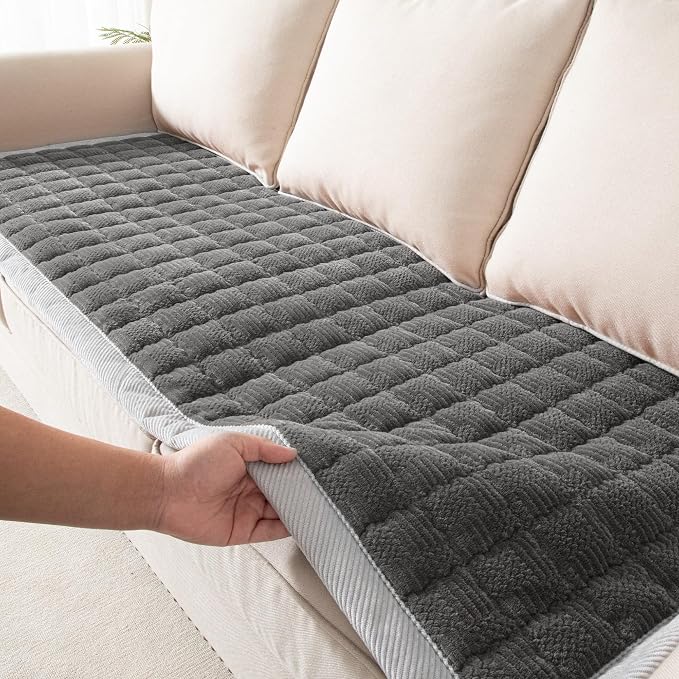 Couch Cover for Dogs Washable,Anti-Slip Back Cat Mat Pet Pad Blanket for Furniture Protector,Fuzzy Pet Sofa Cover for 3 Cushion Couch Sofa Pets Friendly (Dark Gray, 1pc/27.6"x70.9"/Seat Cover)