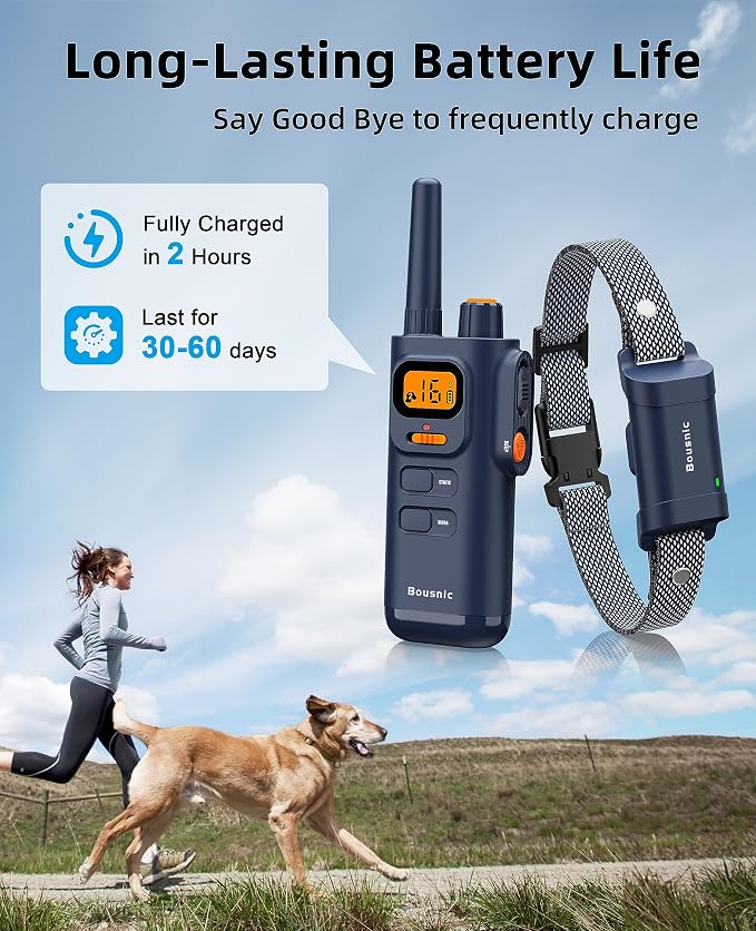 Bousnic Dog Shock Collar with Remote - [New Edition] 4000FT Dog Training Collar for Large Medium Small Dogs (8-120lbs) Rechargeable E Collar with Beep, Vibration, Safe Shock