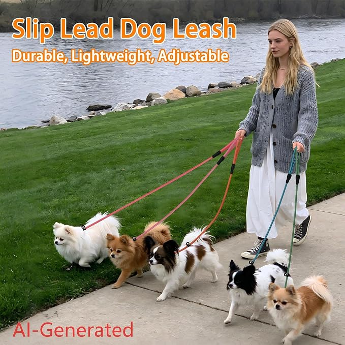 FOVRLZSE 6-Pack Nylon Slip Leads, 4.6FT for Small to Medium Dogs. 10mm high-Density Braided Nylon with Upgraded TPU Non-Slip Buckle, Macaron Colors, Perfect for Daily Walking & Puppy Training.