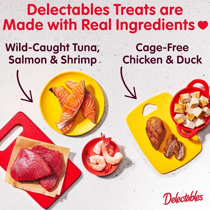 Delectables Lickable Spoon Handheld Wet Cat Treats Made with Real Salmon, Quick & Easy Creamy Puree, Mess Free, Grain-Free, No Added Fillers, No by-Products, No Added Preservatives, Salmon 32ct