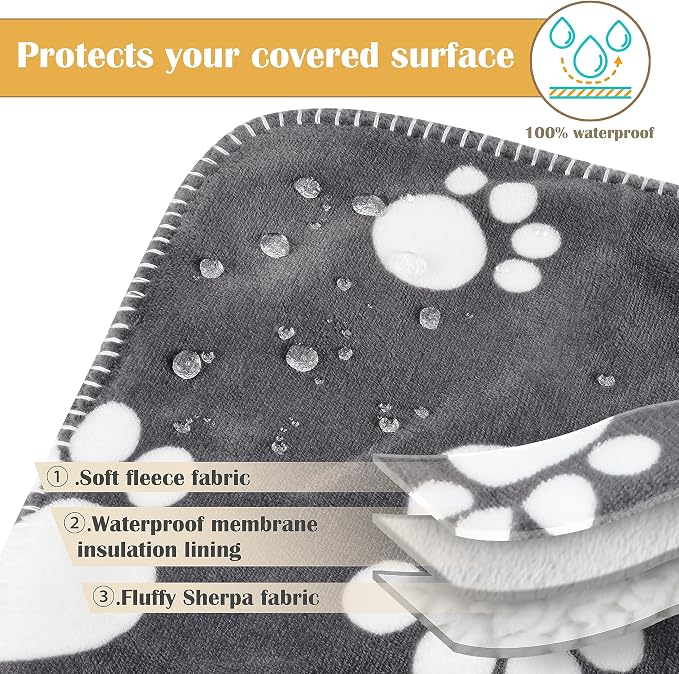Kritter Planet Waterproof Pet Blanket - Soft Sherpa Dog Blanket, Washable Leakproof Blanket for Pets, Waterproof Pad for Dogs & Cats