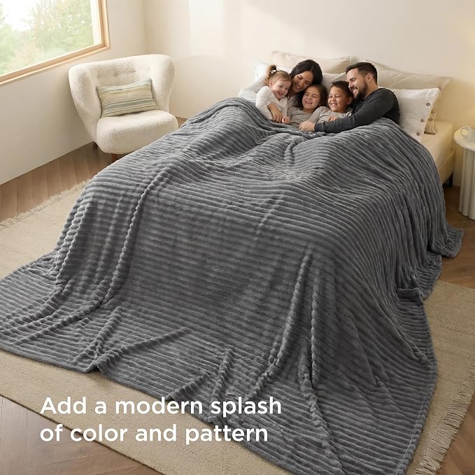 Bedsure GentleSoft Large Fleece Blanket for Bed - Cozy Soft Throw Blankets for Women, Cute Large Throws for Girls, Frost Gray, 120x120 Inches