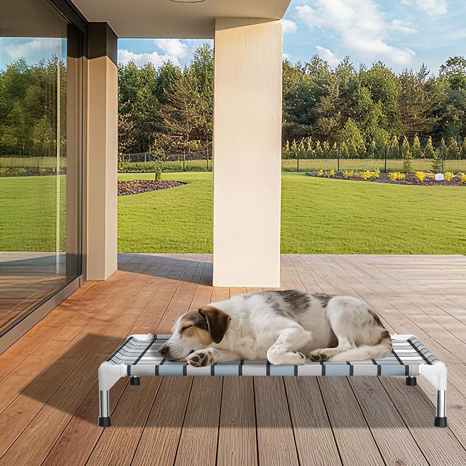 Caghash Elevated Outdoor Raised Dog Bed Outdoor Dogs Bed Lifted Pet Bed Dog Cot for Medium Pet Taste Life, Start with A Pet Bed 34'' x 26'' x 6.5''