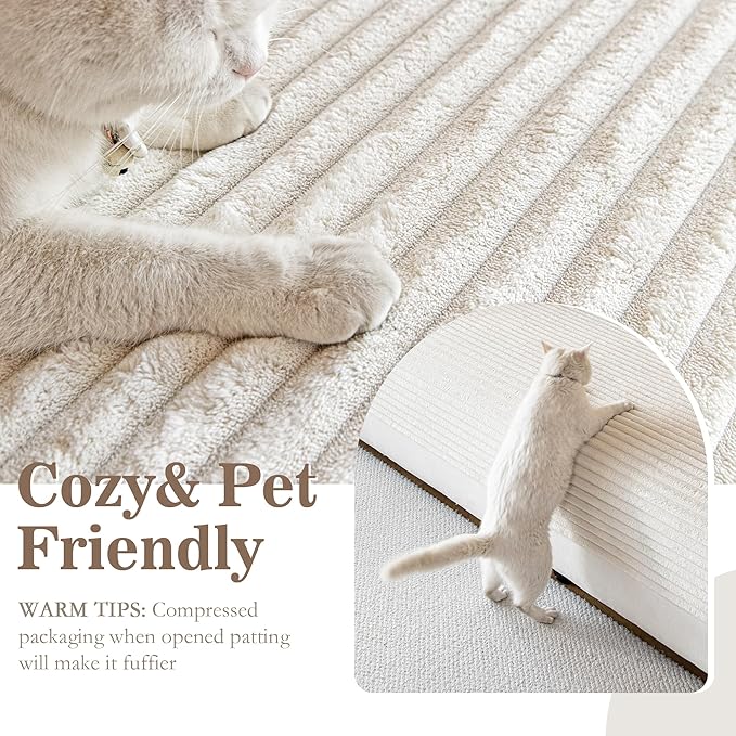 MYSKY HOME 100% Waterproof Couch Cover for Dogs Washable, Non Slip Couch Covers for 2 Cushion Sofa Pet Friendly, Thick Soft Sofa Covers Slipcovers Blanket Dog Bed Cover, Cream, 35"x82.7"