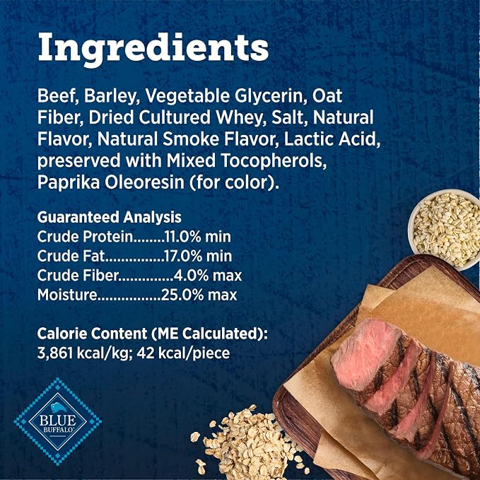 Blue Buffalo True Chews Premium Burger Recipe, Chicken-Free Natural Dog Treats, Mineral-Enhanced for Flavor, 10 oz. Bag