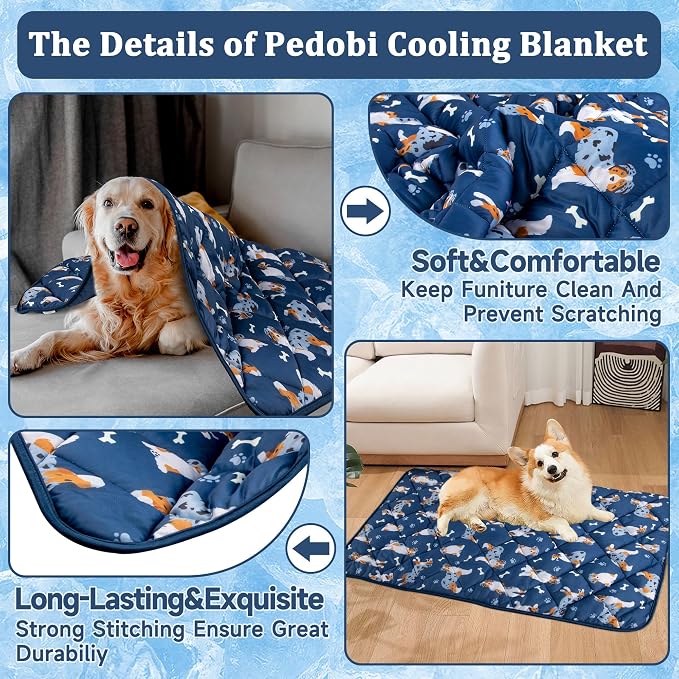 Dog Cooling Mat, Premium Lightweight Pet Cooling Blanket Bed Cover for Dogs, Cat, Puppies | Ice Silk Cool Pad for Dogs Furniture Protector | Machine Washable Pet Blanket, 22''x28''